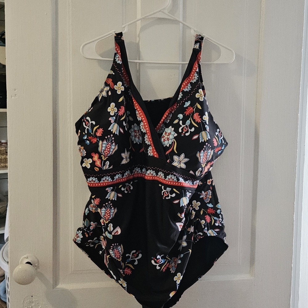 Boho Floral Black Swimsuit
